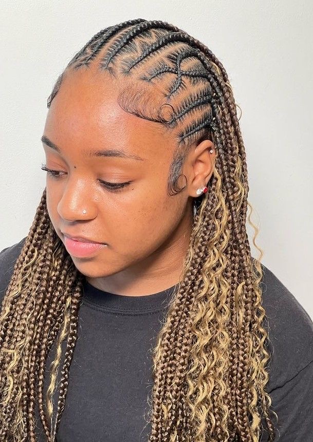 Boho braids with blonde curls