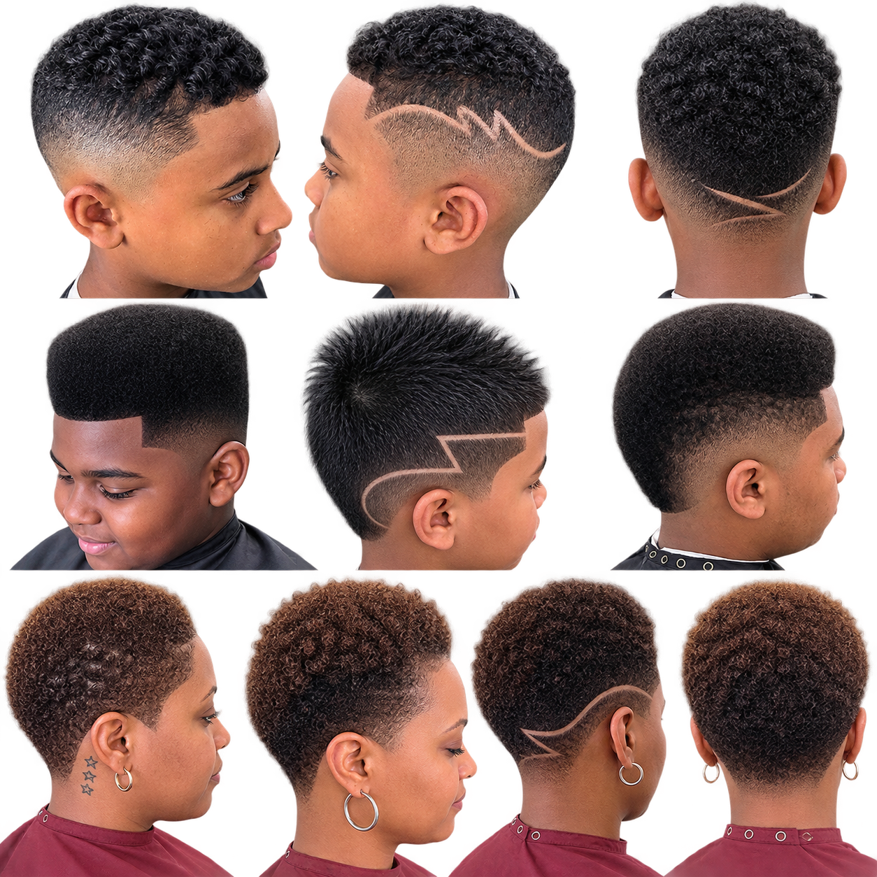 Collage of fresh fades and custom designs